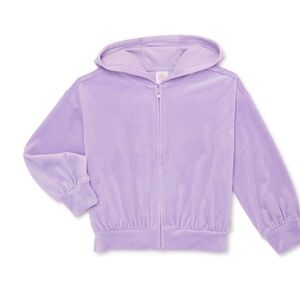 Wonder Nation Girls Velour Full-Zip Purple Hoodie Hoodie Size M(7-8)